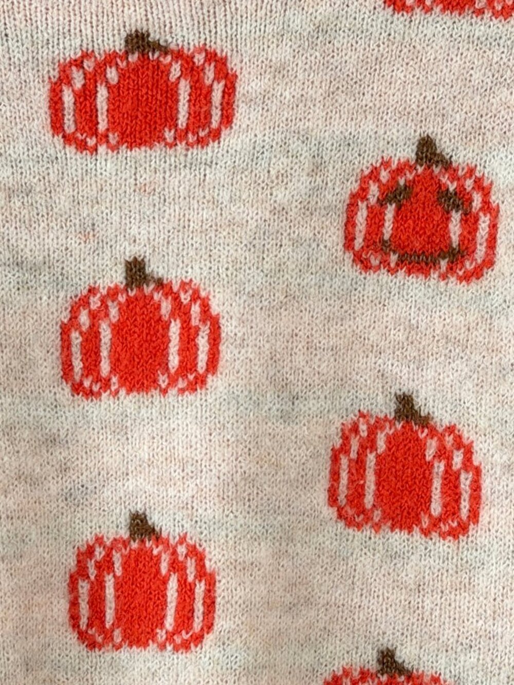Vince Camuto Pumpkin Print Oatmeal Knit Sweater Women’s Medium Fall Autumn - Picture 3 of 6